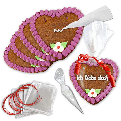 Lebkuchen Herz zum Selbst beschriften - Rohlinge - 10er Pack - 15cm - Randfarbe: Lila von LEBKUCHEN WELT Lebkuchen Herz zum Selbst beschriften - Rohlinge - 10er Pack - 15cm - Randfarbe: Lila von LEBKUCHEN WELT von Lebkuchenwelt