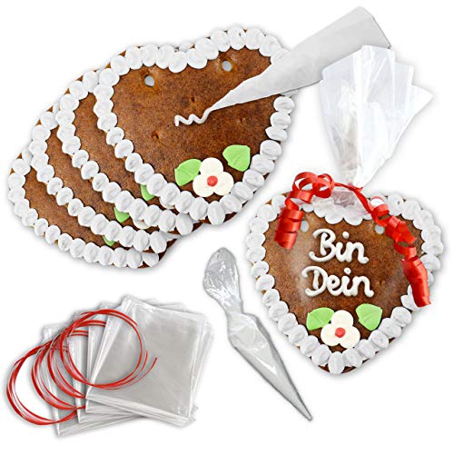Lebkuchen Herz zum selber Beschriften - Rohlinge - 10er Pack - 15cm - Randfarbe: Weiß von LEBKUCHEN WELT Lebkuchen Herz zum selber Beschriften - Rohlinge - 10er Pack - 15cm - Randfarbe: Weiß von LEBKUCHEN WELT von Lebkuchenwelt