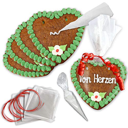 Lebkuchen Herzen mit Text selber Gestalten - Rohlinge - 10er Pack - 15cm - Randfarbe: Grün von LEBKUCHEN WELT Lebkuchen Herzen mit Text selber Gestalten - Rohlinge - 10er Pack - 15cm - Randfarbe: Grün von LEBKUCHEN WELT von Lebkuchenwelt