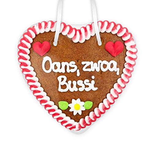 Lebkuchenherz, 14cm - oans, zwoa, Bussi Lebkuchenherz, 14cm - oans, zwoa, Bussi von Lebkuchenwelt