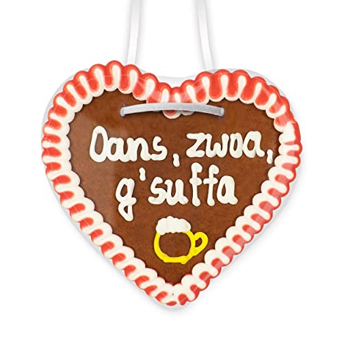 Lebkuchenherz 12cm - Oans, zwoa, g´suffa Lebkuchenherz 12cm - Oans, zwoa, g´suffa von Lebkuchenwelt