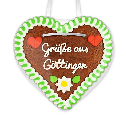 Lebkuchenherz 12cm mit Spruch - Grüße aus Göttingen | Give aways & Geschenke Ideen | Grüße verschicken | Oktoberfest Lebkuchen Herz | Kleine Lebkuchenherzen günstig bestellen von LEBKUCHEN WELT von Lebkuchenwelt