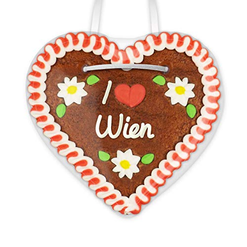 Lebkuchenherz 12cm mit Spruch - I love Wien | Dekoherz mit Spruch | Schöne Wandsprüche für Zimmer | Sprüche für die Wand | Lebkuchenherzen günstig kaufen von LEBKUCHEN WELT von Lebkuchenwelt