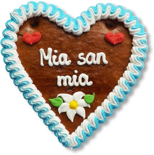 Lebkuchenherz 16cm mit Spruch - Mia san mia | Oktoberfest Lebkuchen Herz Sprüche | Bayerische Sprüche Deko | Bayerische Lebkuchenherzen günstig kaufen von LEBKUCHEN WELT von Lebkuchenwelt