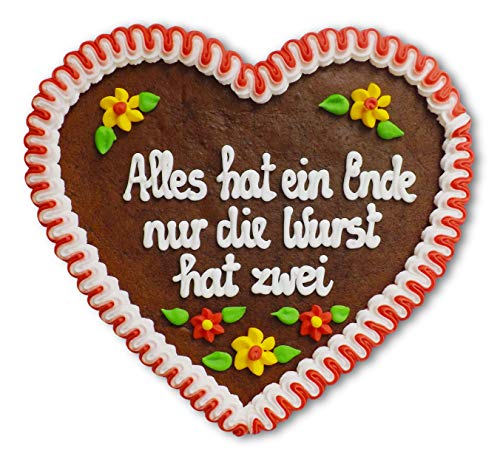 Lebkuchenherz 23cm mit Spruch - Alles hat ein Ende nur die Wurst hat zwei | Deko mit Spruch | Wandsprüche & Wanddeko | Lustige Sprüche für die Wand | Lebkuchen Herz günstig kaufen von LEBKUCHEN WELT Lebkuchenherz 23cm mit Spruch - Alles hat ein Ende nur die Wurst hat zwei | Deko mit Spruch | Wandsprüche & Wanddeko | Lustige Sprüche für die Wand | Lebkuchen Herz günstig kaufen von LEBKUCHEN WELT von Lebkuchenwelt