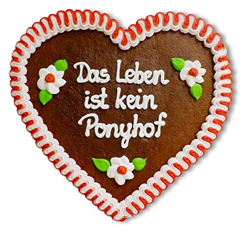 Lebkuchenherz 23cm mit Spruch - Das Leben ist kein Ponyhof | Dekoherz mit Spruch | Schöne Wandsprüche | Sprichwörter & Sprüche für die Wand | Lebkuchenherzen günstig online kaufen von LEBKUCHEN WELT von Lebkuchenwelt