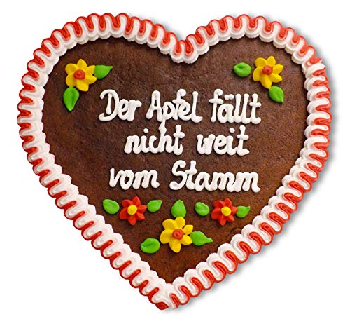 Lebkuchenherz 23cm mit Spruch - Der Apfel fällt nicht weit vom Stamm | Herzdeko Geschenk (essbar) | Lustige Geschenkideen für Vater & Mutter | Lebkuchenherzen günstig online kaufen von LEBKUCHEN WELT von Lebkuchenwelt