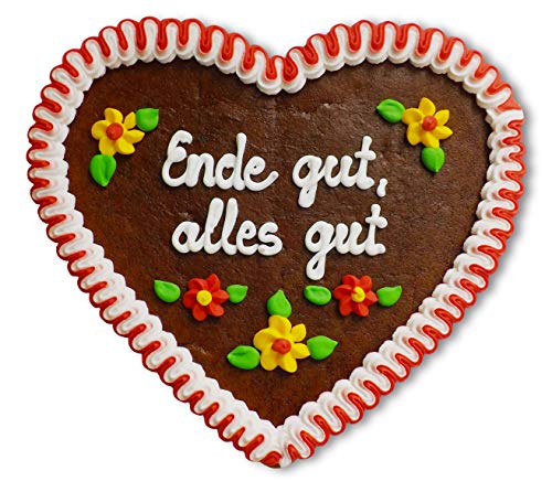 Lebkuchenherz 23cm mit Spruch - Ende gut, alles gut | Herz Dekoration mit Spruch | Schöne Wandsprüche & Wanddeko | Sprüche für die Wand | Lebkuchenherzen günstig online kaufen von LEBKUCHEN WELT Lebkuchenherz 23cm mit Spruch - Ende gut, alles gut | Herz Dekoration mit Spruch | Schöne Wandsprüche & Wanddeko | Sprüche für die Wand | Lebkuchenherzen günstig online kaufen von LEBKUCHEN WELT von Lebkuchenwelt
