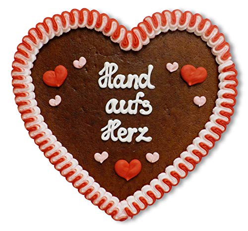 Lebkuchenherz 23cm mit Spruch - Hand aufs Herz | Herz Dekoration mit Spruch | Schöne Wandsprüche & Wanddeko | Sprüche für die Wand | Lebkuchenherzen günstig online kaufen von LEBKUCHEN WELT von Lebkuchenwelt