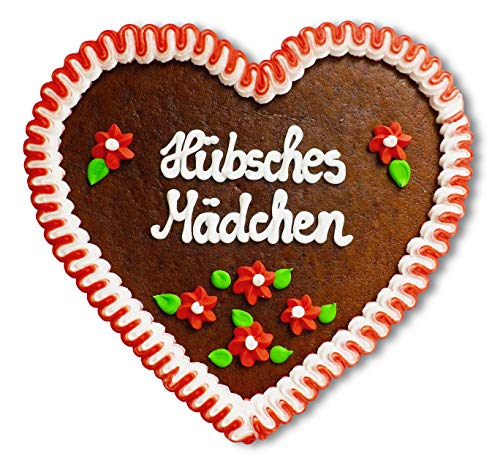 Lebkuchenherz 23cm mit Spruch - Hübsches Mädchen | Lebkuchen Geschenk für Freundin | Geschenkideen für Freundin | Oktoberfest Herzen Sprüche | Lebkuchenherzen online kaufen von LEBKUCHEN WELT von Lebkuchenwelt