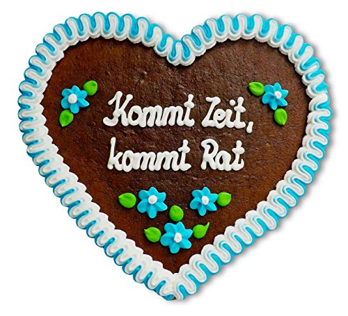 Lebkuchenherz 23cm mit Spruch - Kommt Zeit, kommt Rat | Dekoherz mit Sprichwort | Wandsprüche | Sprüche für die Wand | Lebkuchenherzen günstig online bestellen von LEBKUCHEN WELT von Lebkuchenwelt