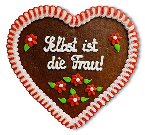 Lebkuchenherz 23cm mit Spruch - Selbst ist die Frau! | Dekoherz mit Sprichwort | Schöne Wandsprüche | Sprüche für die Wand | Lebkuchen Herz günstig online kaufen von LEBKUCHEN WELT von Lebkuchenwelt