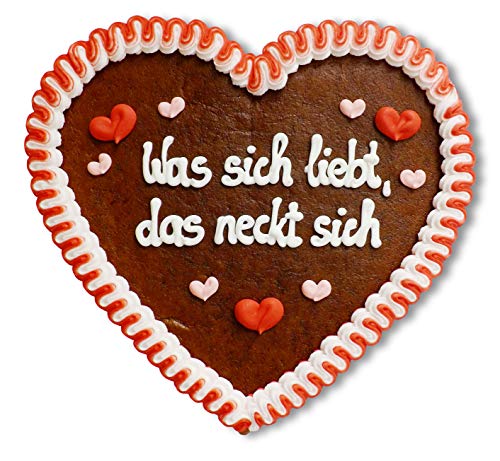 Lebkuchenherz 23cm mit Spruch - Was sich liebt, das neckt sich | Deko Geschenke | Herzdeko mit Sprichwort | Liebessprüche für die Wand | Lebkuchenherzen günstig online kaufen von LEBKUCHEN WELT von Lebkuchenwelt