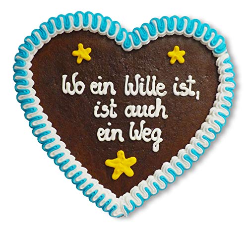 Lebkuchenherz 23cm mit Spruch - Wo ein Wille ist, ist auch ein Weg | Herzdeko mit Spruch | Schöne Wandsprüche | Sprichwörter & Sprüche für die Wand | Lebkuchen Herz online kaufen von LEBKUCHEN WELT von Lebkuchenwelt