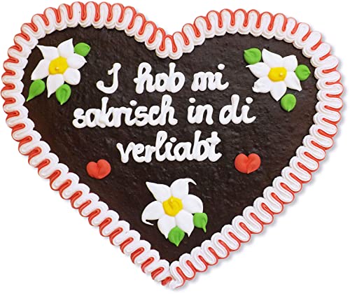 Lebkuchenherz - 32cm - I hob mi sakrisch in di verliabt - das perfekte bayerische Herz zum Valentinstag und als Geschenk für Freund und Freundin zu jedem Anlass von Lebkuchenwelt