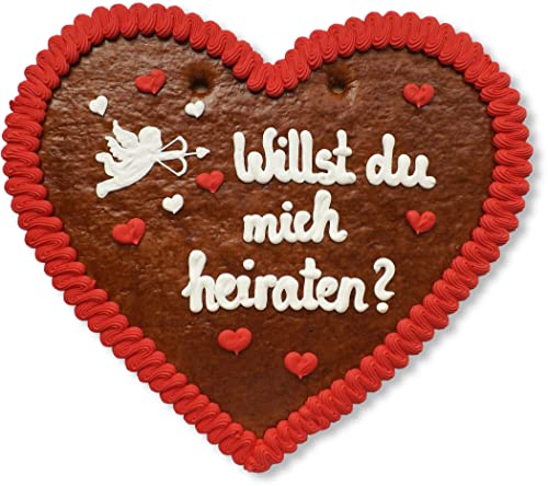 Lebkuchenherz 50cm mit Spruch - Willst Du mich heiraten? | Romantischer & kreativer Heiratsantrag | Riesen Lebkuchenherzen mit Heiratsantrag Spruch | Heiratsantrag Ideen von LEBKUCHEN WELT von Lebkuchenwelt