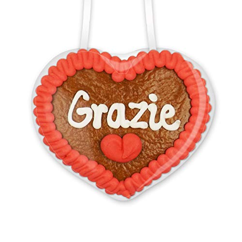 Lebkuchenherz Grazie - 8x8cm - Super Dankes-Geschenk für Gäste und Gastgeber - Auf kreative Weise mit Lebkuchen Herzen Danke sagen von Lebkuchenwelt