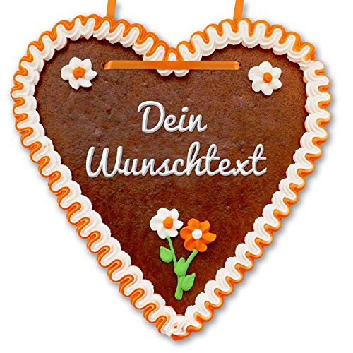 Lebkuchenherz Individuell 21 x 22cm mit Wunschtext online selber Beschriften - Farbe: orange-weiß - kreative Geschenkidee für Sie & Ihn Lebkuchenherz Individuell 21 x 22cm mit Wunschtext online selber Beschriften - Farbe: orange-weiß - kreative Geschenkidee für Sie & Ihn von Lebkuchenwelt