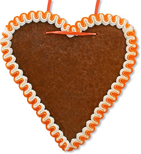Lebkuchenherz Rohling mit Rand, 21 cm - Orange-Weiß Lebkuchenherz Rohling mit Rand, 21 cm - Orange-Weiß von Lebkuchenwelt