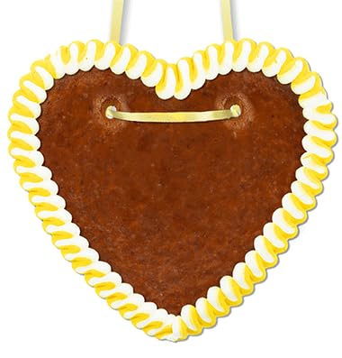 Lebkuchenherz Rohling mit Rand,16 cm - Gelb-Weiß von Lebkuchenwelt