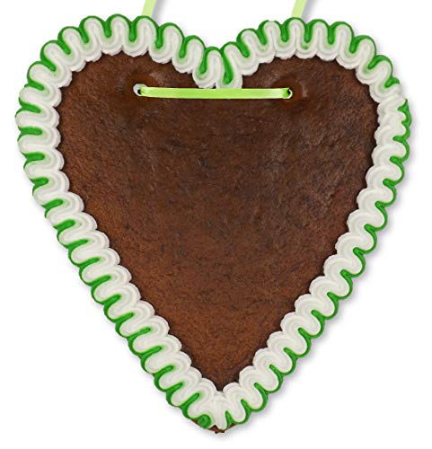 Lebkuchenherz Rohling - mit Rand - Grün-Weiß - 18cm selber beschriften (1x130g) von Lebkuchenwelt