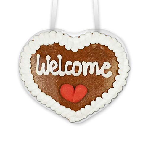 Lebkuchenherz Welcome - 8x8cm - Super Geschenk für Gäste - Mit Lebkuchenherzen Gäste willkommen heißen von Lebkuchenwelt
