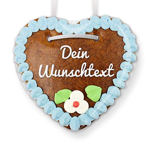 Lebkuchenherz individuell mit Wunschtext - Farbe: Blau - zum selbst Beschriften für den Freund, 15cm von Lebkuchenwelt