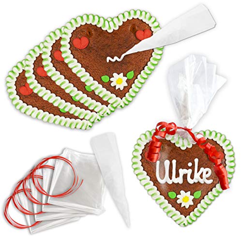 Lebkuchenherzen 12cm - Selber Beschriften Set - 10 Stück - grün-weißer Rand | Lebkuchenherz Rohlinge | Lebkuchen Herz ohne Text | Lebkuchenherzen zum Selbstbeschriften von LEBKUCHEN MARKT von Lebkuchenwelt