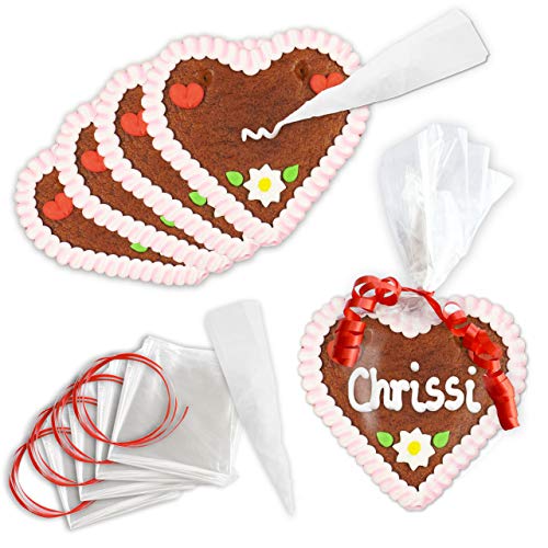 Lebkuchenherzen 12cm - Selbstbeschriften Set - 10 Stück - rosa-weißer Rand | Lebkuchenherz Rohlinge | Lebkuchenherz ohne Text | Lebkuchenherzen zum Selber Beschriften von LEBKUCHEN MARKT von Lebkuchenwelt