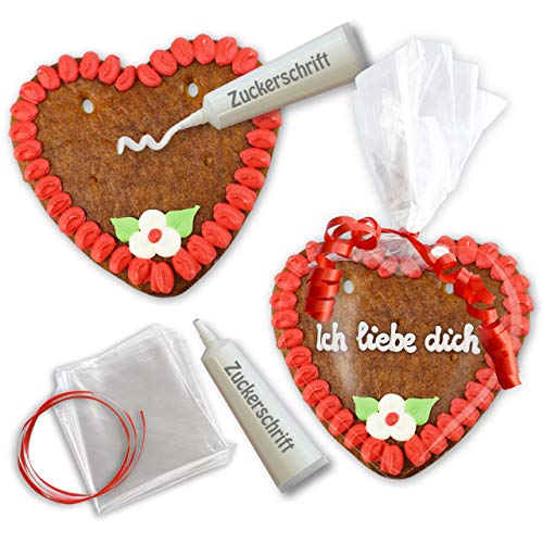 Lebkuchenherzen selber Beschriften mit Zuckerguss-Tube - Rohlinge Set - 15cm - Randfarbe: Rot von LEBKUCHEN WELT Lebkuchenherzen selber Beschriften mit Zuckerguss-Tube - Rohlinge Set - 15cm - Randfarbe: Rot von LEBKUCHEN WELT von Lebkuchenwelt