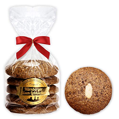 Lower Carb Elisenlebkuchen aus Nürnberg - 5 Stück - 250g | Natur ohne Glasur - Original Nürnberger Lower Carb Lebkuchen mit Haselnüssen Mandeln weniger Zucker LEBKUCHEN WELT von Lebkuchenwelt