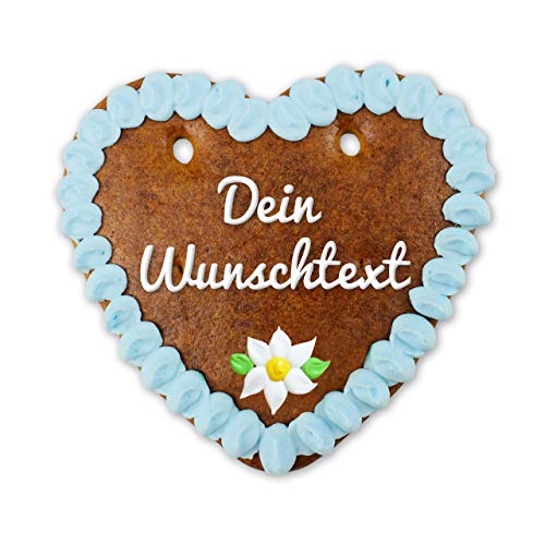 Personalisierbares Lebkuchenherz mit Text zum online konfigurieren -mit Zucker-Deko passend zum Oktoberfest - jetzt Wunschtext hochladen und tolle Erinnerung überreichen von Lebkuchenwelt