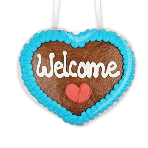 Welcome Lebkuchenherz - 8x8cm - Super Geschenk für Gäste - Mit Lebkuchenherzen Gäste willkommen heißen von Lebkuchenwelt