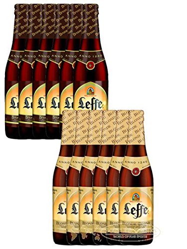 Leffe Biermix Belgian Bier 6 x 0,33 Liter hell und 6 x 0,33 Liter dunkel von Leffe
