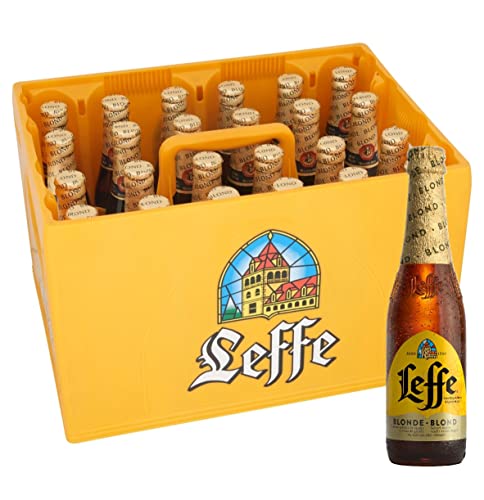 Leffe Blonde Flaschenbier, MEHRWEG im Kasten, Blondes Abteibier Bier aus Belgien (24 x 0.33 l) von Leffe