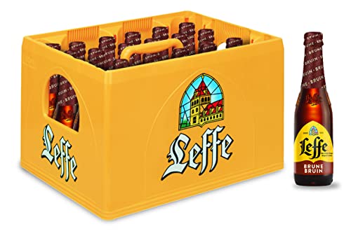 Leffe Brune Flaschenbier, MEHRWEG im Kasten, Dunkles Abteibier Bier aus Belgien (24 x 0.33 l) von Leffe