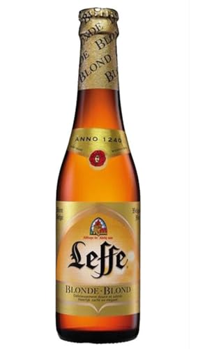 Original Belgisches Bier - Leffe Blond obergäriges Klosterbier aus Belgien, 8 Flaschen 330 ml. Ohne Verpackung von Leffe