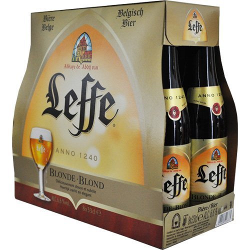 Original Belgisches Bier - Leffe Blond obergäriges Klosterbier aus Belgien, 8 Flaschen 330 ml. Ohne Verpackung von Leffe