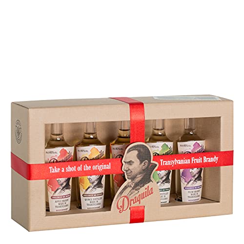 Legendary Dracula | Draquila Obstbrände 5 x 50 ml: Apfelbrand, Quittenbrand, Aprikosenbrand, Birnenbrand und Pflaumenbrand - edle Obstbrände aus Transsilvanien im mini Tasting Set 40% Vol. Legendary Dracula | Draquila Obstbrände 5 x 50 ml: Apfelbrand, Quittenbrand, Aprikosenbrand, Birnenbrand und Pflaumenbrand - edle Obstbrände aus Transsilvanien im mini Tasting Set 40% Vol. von Legendary Dracula