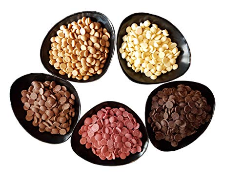 Legendary und Callebaut Callets Mix DARK / MILCH / WEIß/ GOLD / RUBY 5 x 0,25 Kg - Original belgische Schoko Drops, für Schokoladen-Fondue und Schoko-Brunnen, Ganache , Glasur, zum Trinken usw. von Legendary - it's all about beans