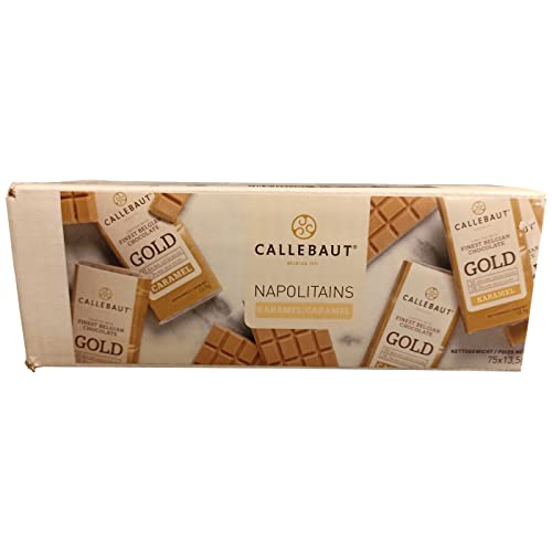 Legendary und Callebaut Napolitains feinste Belgische GOLD Weiße Schokolade 30,4% Kakao mit Karamell, mundgerechte 13,5g Täfelchen (Box: 75 x 13,5 gr) von Legendary - it's all about beans