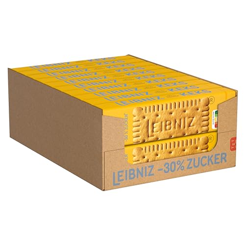 LEIBNIZ Butterkeks -30 % Zucker, 20er Pack, zuckerreduzierte Butterkekse, knusprige Kekse in Großpackung als Vorrat oder zum Verkauf (20 x 150 g) von Leibniz