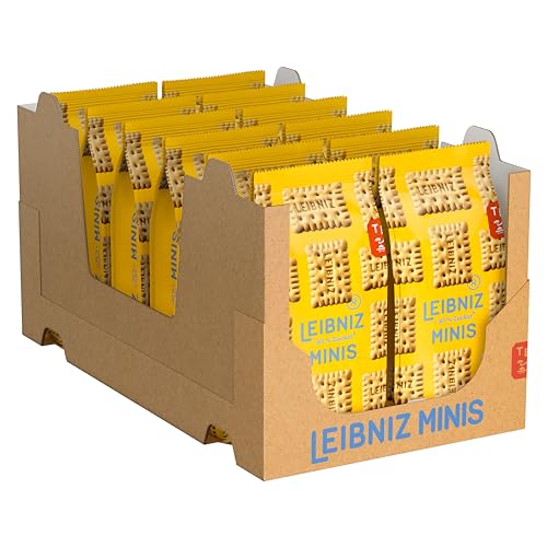 LEIBNIZ Minis -30 % Zucker, 12er Pack, knusprige Butterkekse mit weniger Zucker im Kleinformat, Großpackung als Vorrat oder zum Verkauf (12 x 150 g) von Leibniz