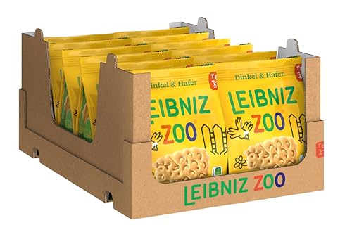 LEIBNIZ ZOO Dinkel & Hafer, 12er Pack, Knusprige Kekse mit Tiermotiven vom Bauernhof, Großpackung als Vorrat oder zum Verkauf (12 x 125 g) von Leibniz