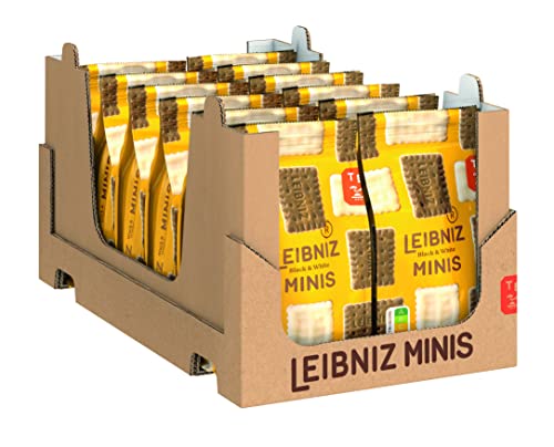 LEIBNIZ Minis Black'n White Kakaokeks - 12er Pack – Mini-Kakaobutterkekse mit weißer Schokolade überzogen – im Vorteilspack (12 x 125 g) von The Bahlsen Family