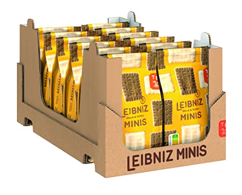 LEIBNIZ Minis Black & White, 12er Pack, knusprige Kakaokekse mit weißer Schokolade im Kleinformat, Großpackung als Vorrat oder zum Verkauf (12 x 125 g) von The Bahlsen Family