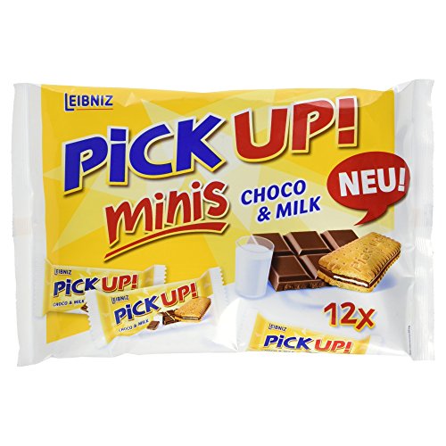 Leibniz PiCK UP! Minis Choco & Milk, 127 g - Riegel aus knackiger Schokolade & knusprigen Keks - Schokokeks mit cremiger Milchcreme - 12 Stück einzeln verpackt für unterwegs und zwischendurch von Leibniz