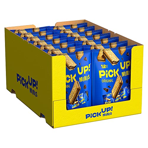 PiCK UP! minis Original (14 x 127 g), Mini-Riegel mit knackiger Milchschokoladentafel zwischen zwei knusprigen Keksen, der Snack zum Teilen, 14 x 12er Beutel von PiCK UP!