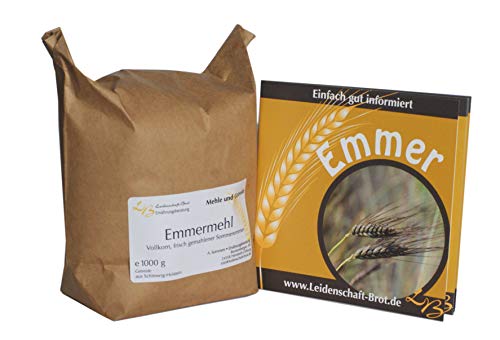 Emmer-Kennenlernpaket - 1 kg frisch gemahlenes Emmervollkornmehl + Emmerbroschüre mit Rezepten von Leidenschaft-Brot Ernährungsberatung