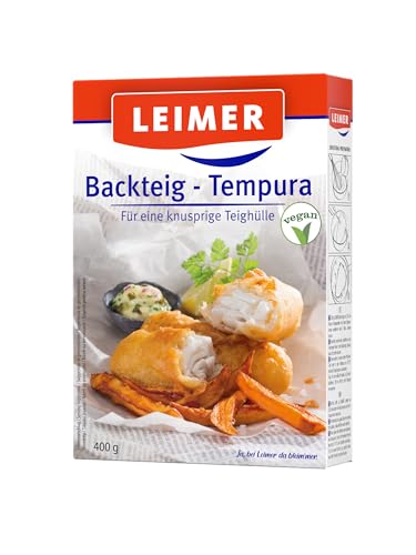 LEIMER Backteig Tempura 400g - Ideal um herzhafte und süße Speisen mit einer goldbraunen knusprigen Teighülle zu ummanteln (1 x400g) von Leimer